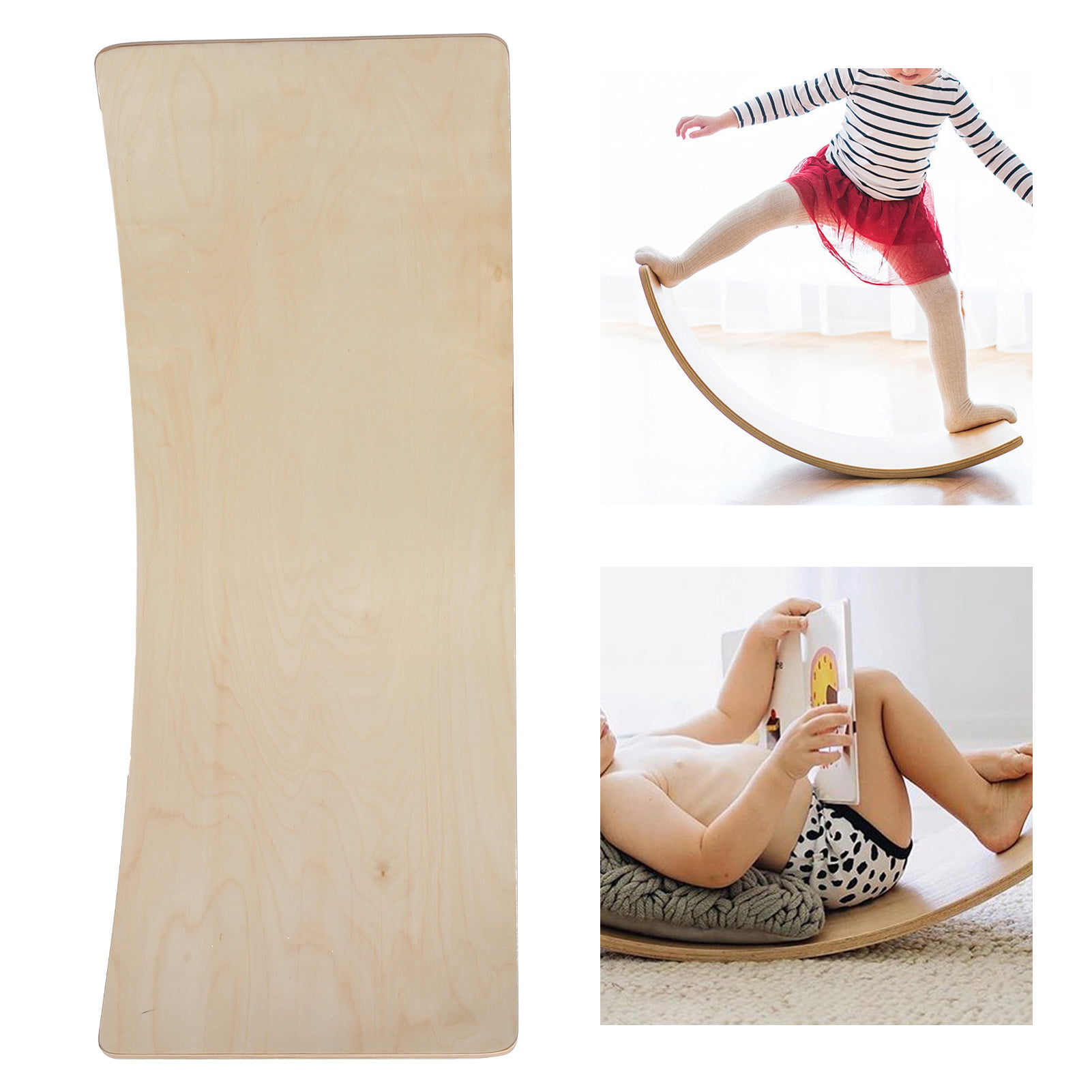 Homfa Set of 2 Solid Wooden Balance Boards Yoga Fit Board Curvy Wobble Board Rocking Boards 