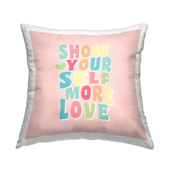 Stupell Industries Retro Pastel Self Love Decorative Printed Throw Pillow, 18 x 18