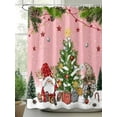 thumbnail image 2 of Fsddascl Pink Christmas Gnomes Shower Curtain Set - Small 36" x 72" Washable Bathtub Curtain with 12 Hooks, Xmas Tree Snowflake Pine Needle Waterproof Fabric Stall Shower Curtains for Bathroom, 2 of 6