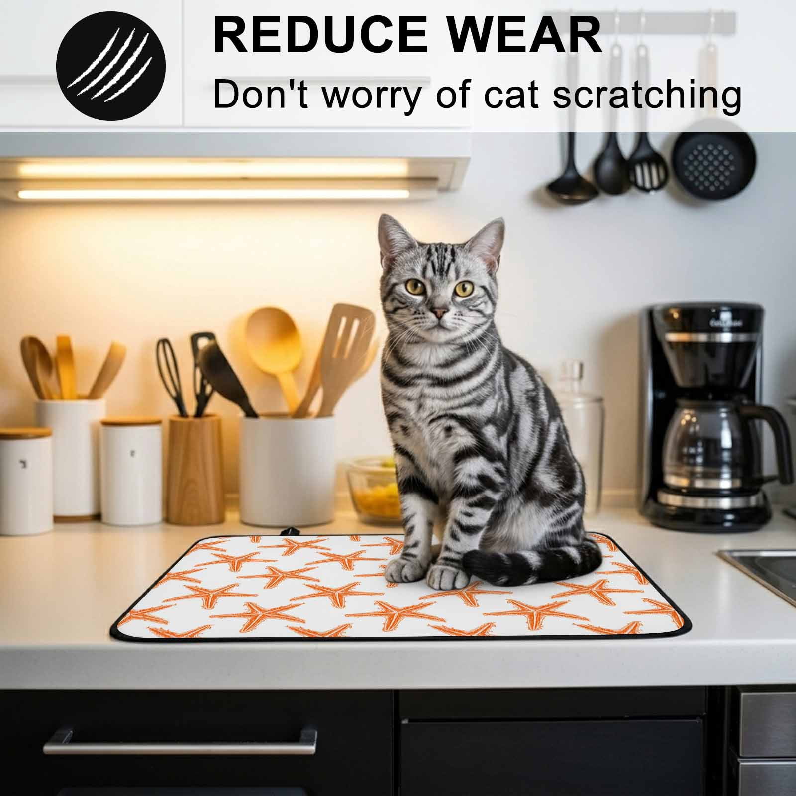 Orange Beach Starfish Stove Top Cover for Electric Stove, Heat-proof & Non Slip Glass Top Stove Cover Protector, Summer Ocean Nautical Coastal Kitchen Flat Cooktop Rubber Mat 24x21 Inches