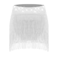 thumbnail image 6 of Mufeng Kids Girls Sparkly Disco Jazz Latin Hip Hop Ballet Lyrical Dance Outfits Crop Top with Fringe White 14, 6 of 7