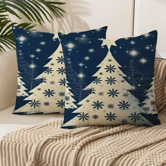 nygtbtfer hristmas Pillow Covers Blue Christmas Decorations Pillow Covers Xmas Tree Winter Holiday Decor Cushion Case for Sofa Style A