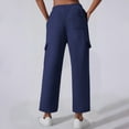 thumbnail image 4 of Roncen Women's Solid Wide-Leg Cargo Pants - Casual Loose Fit Trousers with Elastic Waist & Functional Pockets, 4 of 8
