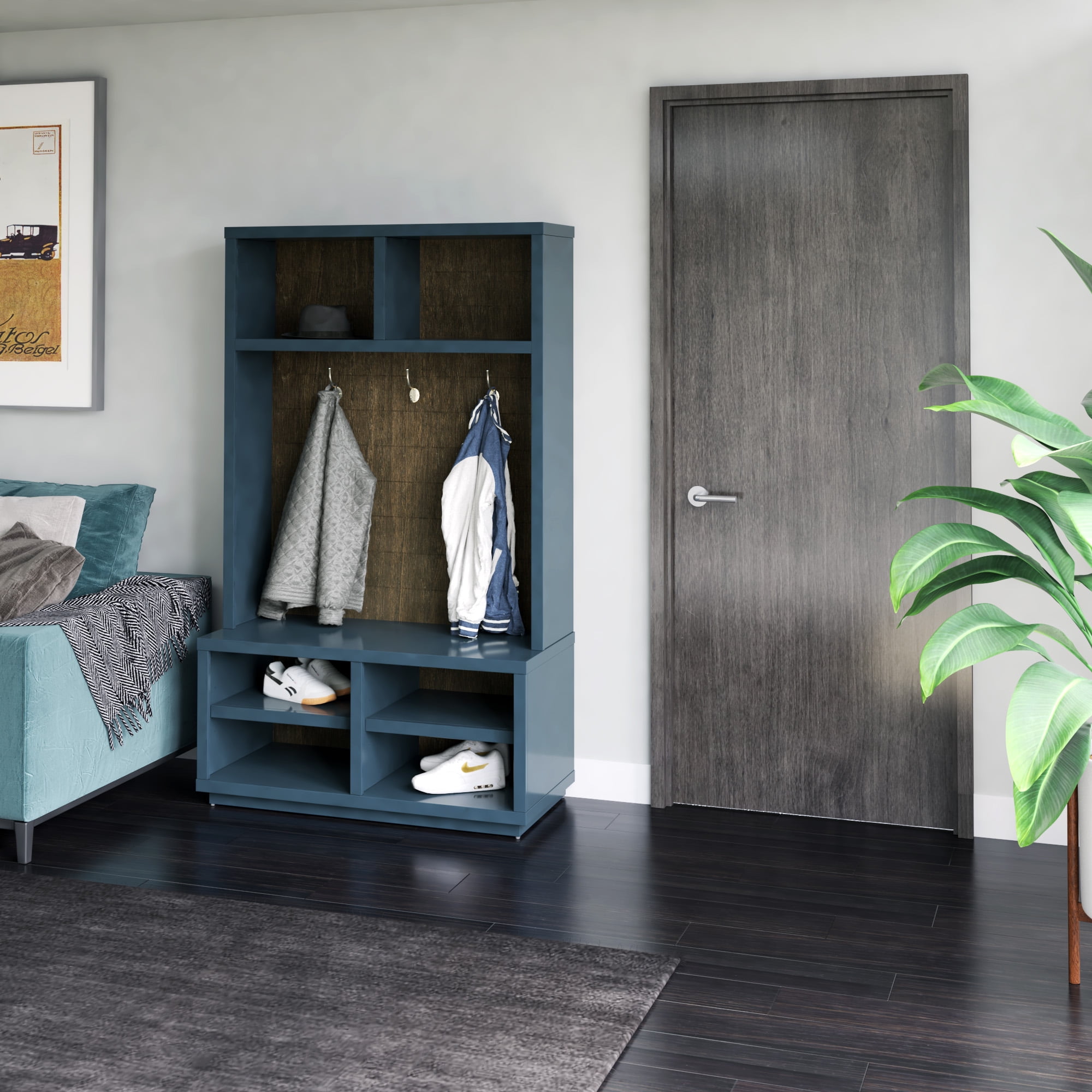 Twin Star Home Medium Density Fiberboard Hall Tree, Blue