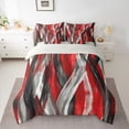 thumbnail image 2 of Homewish Red Grey Stripes Lines Twin Bedding Sets 7-Piece for Female Men Adults,Vintage Aesthetic Bedding Comforter Set Microfiber,Geometric Theme Breathable Sheet Sets,Luxury Bedroom Decor, 2 of 8
