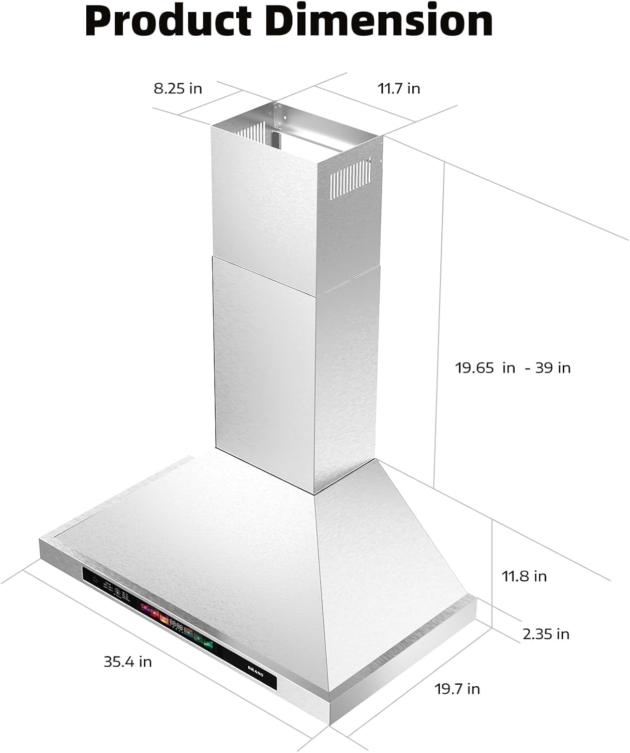 36-inch Wall Mount Range Hood 900 CFM with Voice/Gesture/Touch Control, Stainless Steel Kitchen Hood Vent with 4 Speed Exhaust Fan, LED Adjustable Lights, Memory Mode