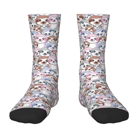 Fuzoiu sloth cartoon Print Kids Socks For Boys Girls,Grip Crew Socks with Non Slip,Lightweight Stretch Crew Socks,Toddlers Crew Boot Socks