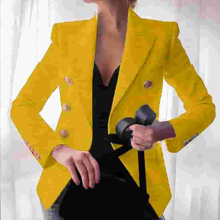 XFLWAM Womens Casual Blazer Jacket Gold Button Long Sleeve XFLWAM Womens Casual Blazer Jacket Gold Button Long Sleeve