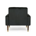 thumbnail image 3 of Noble House Nelson Black and Espresso Brown Fabric Tufted Club Chair, 3 of 7