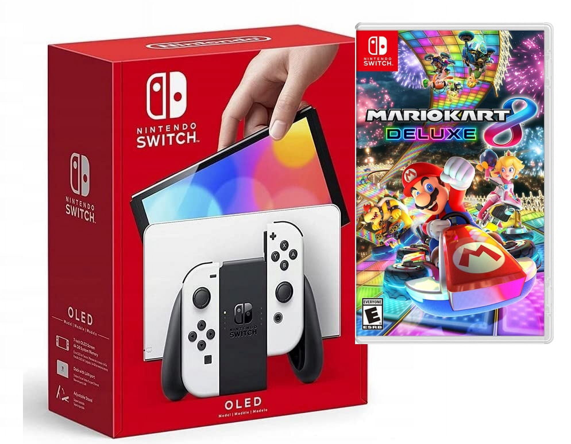 Nintendo Switch – OLED (Sw Oled) Model w/ White Joy-Con + Mario Kart 8 Game Bundle Exculsive Powever Bundle