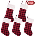 thumbnail image 2 of Medias de Navidad - Adorno de medias de Navidad a cuadros rojos y negros de 16.5 pulgadas con puño de felpa para decoraciones familiares (4 piezas) Zhivalor WRJM-430-2, 2 of 6