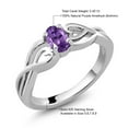 thumbnail image 5 of Gem Stone King 925 Sterling Silver Oval Purple Amethyst Ring for Women (0.45 Cttw, Gemstone Birthstone, Available in Size 5, 6, 7, 8, 9), 5 of 5