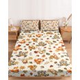 thumbnail image 2 of Twin Sze Fitted Sheet Set - Squirrel Fall 2 Piece Bedding Sets 16" Deep Pocket Fitted Sheet with 1 Pillowcase, Beige Mushroom Maple Leaves Thanksgiving Brushed Microfiber Hotel Luxury Bed Sheets, 2 of 9