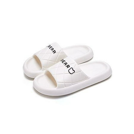 

Daeful Women Men Slides Slip On Platform Sandal Soft Sole Slide Sandals Lightweight Cartoon Shower Slippers Mens Womens Non-slip Beach Shoes White 6-7