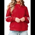 thumbnail image 2 of Sudadera Holgada A Rayas para Mujer (Otoño 2025), Cuello Redondo, Larga, Informal, con Bloques de Color Rojo XL, 2 of 10