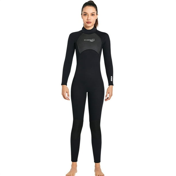 Soidarity Traje de buceo de 3mm, Material de nailon, buena elasticidad, traje de baño de una pieza de estilo de manga larga, traje de neopreno con ribete Deportes acuáticos Mujer Negro SG Soidarity OD020682-11
