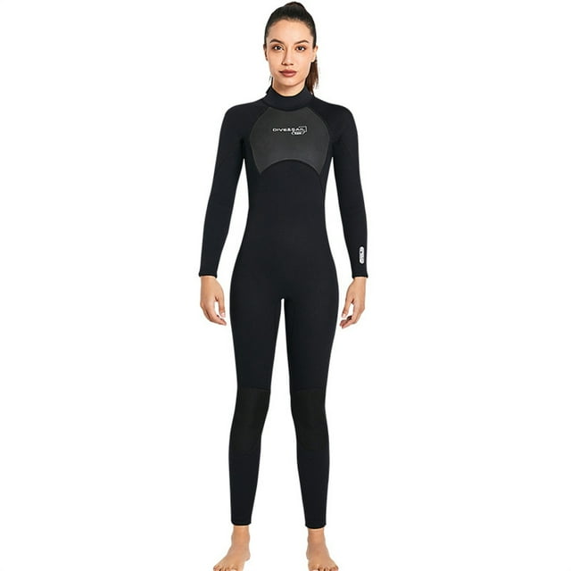 Soidarity Traje de buceo de 3mm, Material de nailon, buena elasticidad, traje de baño de una pieza de estilo de manga larga, traje de neopreno con ribete Deportes acuáticos Mujer Negro SG Soidarity OD020682-11