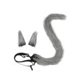 thumbnail image 4 of Diadema con orejas de gato, decoración para cosplay, regalo de gato con cola larga para cumpleaños y espectáculos. Gris, 4 of 9