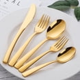 thumbnail image 3 of 5 Pieces Gold Flatware Set Metal Stainless Steel Cutlery Set Reusable Knife Fork Spoon Set, 3 of 6
