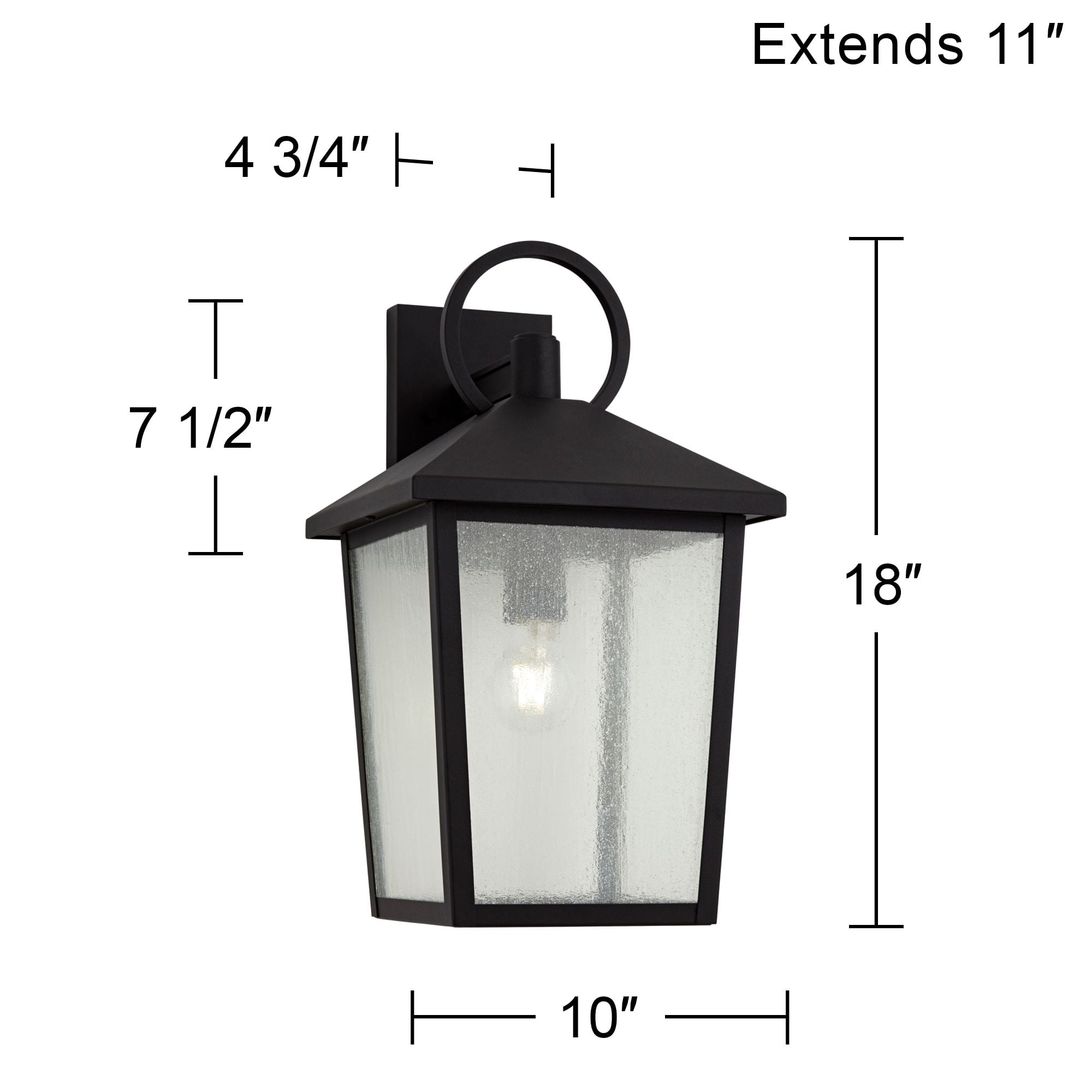 John Timberland Westmont 18" High Modern Outdoor Wall Light Fixture Mount Porch House Weatherproof Sand Black Aluminum Glass Shade