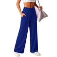thumbnail image 4 of Women High Waist Wide Leg Casual Pants, JIANLAI Elastic Soft Knit Loose Trousers With Side Pockets For Yoga Travel Daily Streetwear, 4 of 5