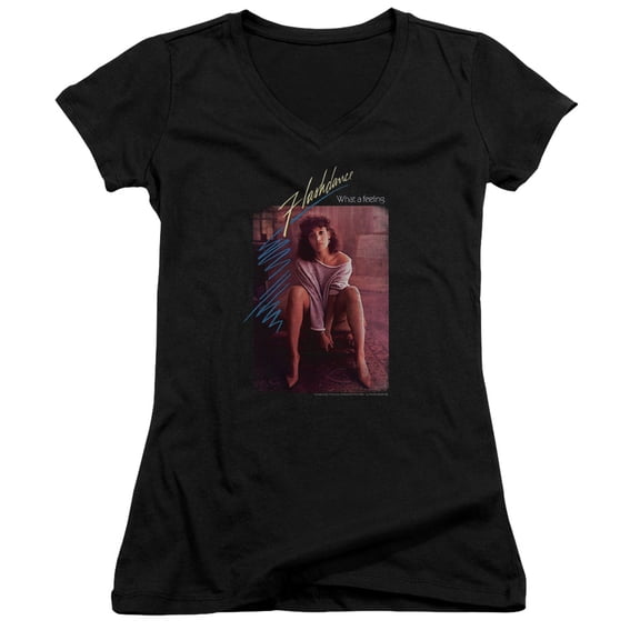 Flashdance Title Junior Women's V-Neck T-Shirt Black