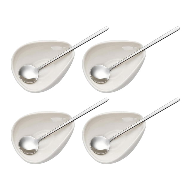Bandeja para pesar granos de café con cucharas Bandejas individuales para café para cocina de cafetería 4 tazones 4 cucharas