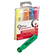 Office Impressions Desk Highlighter, Chisel Tip, Fluorescent, 5/Set