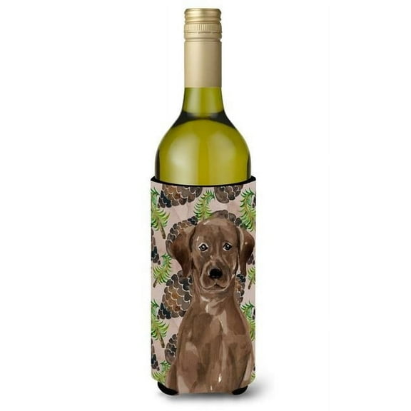 Chocolate Labrador Pine Cones Wine Bottle Beverge Insulator Hugger
