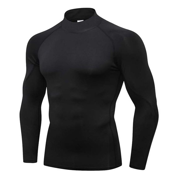 Zshosam Men's Heavy Weight Long Sleeve Thermal Shirt Crew Neck Top(BK1,S)