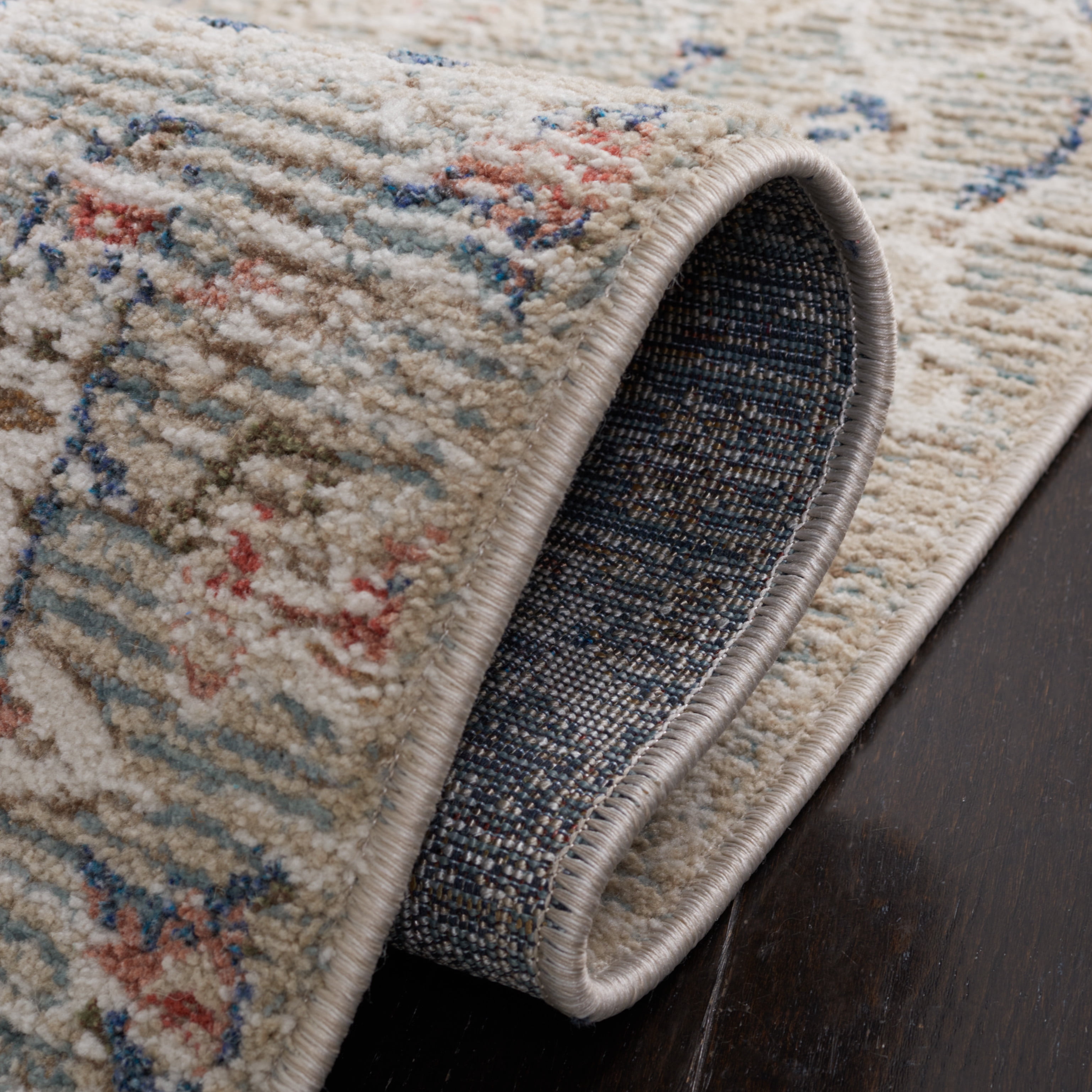 SAFAVIEH Vivaldi Petrina Abstract Area Rug, Ivory/Navy, 6'7" x 6'7" Square
