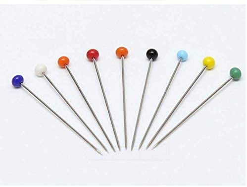 Benvo 250Pcs Sewing Pins with Plastic Pearl Head Pins Straight Quilting Pin 38mm Multicolor Ball Heads Pins with Hanging Plastic Contain Box for DIY Sewing Craft Dressmaker Jewelry Decoration Fabric 