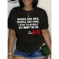 thumbnail image 1 of Roses Are Red Print T-Shirt, Casual Crew Neck Short Sleeve T-Shirt, Women's &nbspClothing Tee For Adult, Men, Women, Teen, Teenager, Adolescent, Youth, 1 of 6