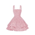 thumbnail image 1 of Vestido de bienvenida Dessiny Pantalón corto evasé con lentejuelas rosa claro, 1 of 8