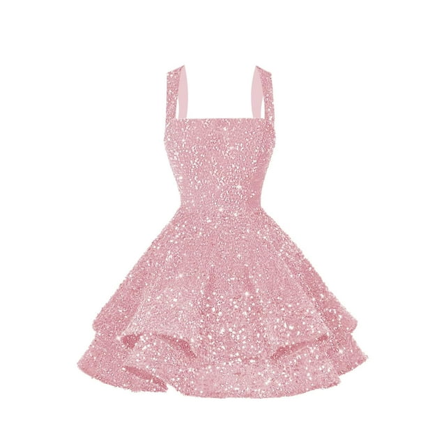 Vestido de bienvenida Dessiny Pantalón corto evasé con lentejuelas rosa claro
