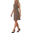 thumbnail image 5 of INSPIRE CHIC Women's Wear to Work Solid Color Sleeveless A-Line Flared Midi Dresses L Coffee, 5 of 6