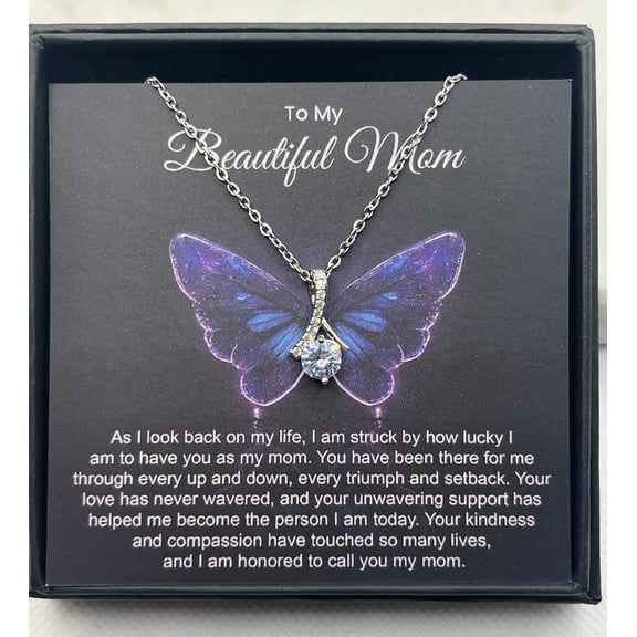 To My Beautiful Mom Mother Day Love Mom Jewelry Necklace, A Meaningful Necklace Perfect For Anniversaries, Birthdays, Valentine V6975, White Alluring Necklace