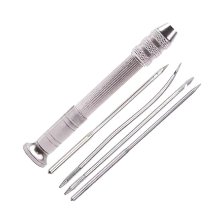 GUYUTING 5pc Sewing Awl Kit Copper Handle Alloy Needles Strong for Leather Tent Fabric Projects Easy to Handle Storable