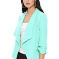 thumbnail image 6 of Women's Elegant Draped Blazer Casual Open Front 3/4 Sleeve Jacket, 6 of 6