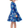 thumbnail image 2 of Suhoaziia Blue Christmas Snowflakes Dress Girls Size 5-6 Years Long Sleeve Dress Round Neck Pleated Kids Twirly Skater Dress Lightweight Thin Comfortable Skirt Fall Winter Party Dresses, 2 of 6