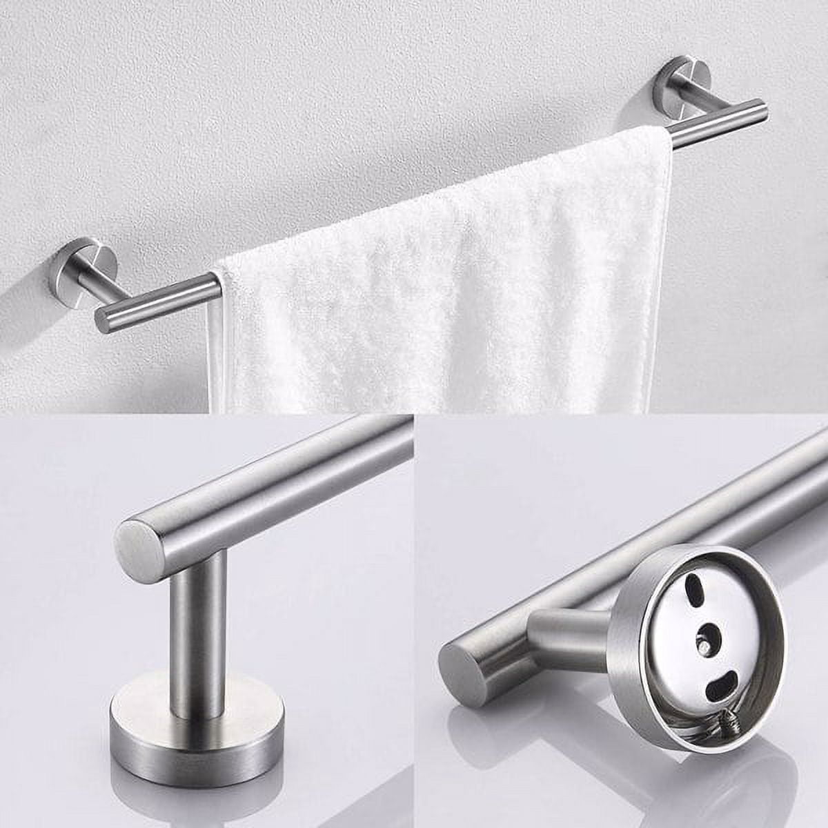 Brushed Nickel Bathroom Hardware Set - 304 Stainless Steel Wall-Mounted Towel Bar, Toilet Paper Holder & Hook, Anti-Rust Organizer for Bathrooms