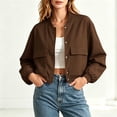 thumbnail image 2 of Stamzod Womens Fashion Bomber Jacket 2026 Fall Coats Long Sleeve Cropped Button Up Jackets for Women, 2 of 9