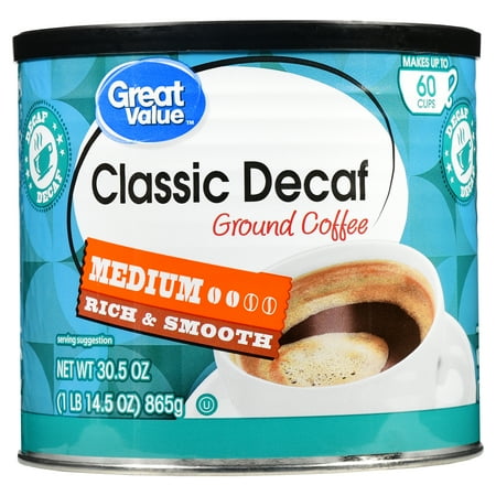 Great Value Decaf Classic Ground Coffee, Medium Roast, 30.5 oz