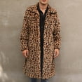 thumbnail image 5 of Penkiiy Men’s Faux Fur Long Coat Winter Warm Thicken Jacket Cardigan Fluffy Soft Plush Outerwear Overwear S-4XL Faux Fur Coat Men Brown, 5 of 9