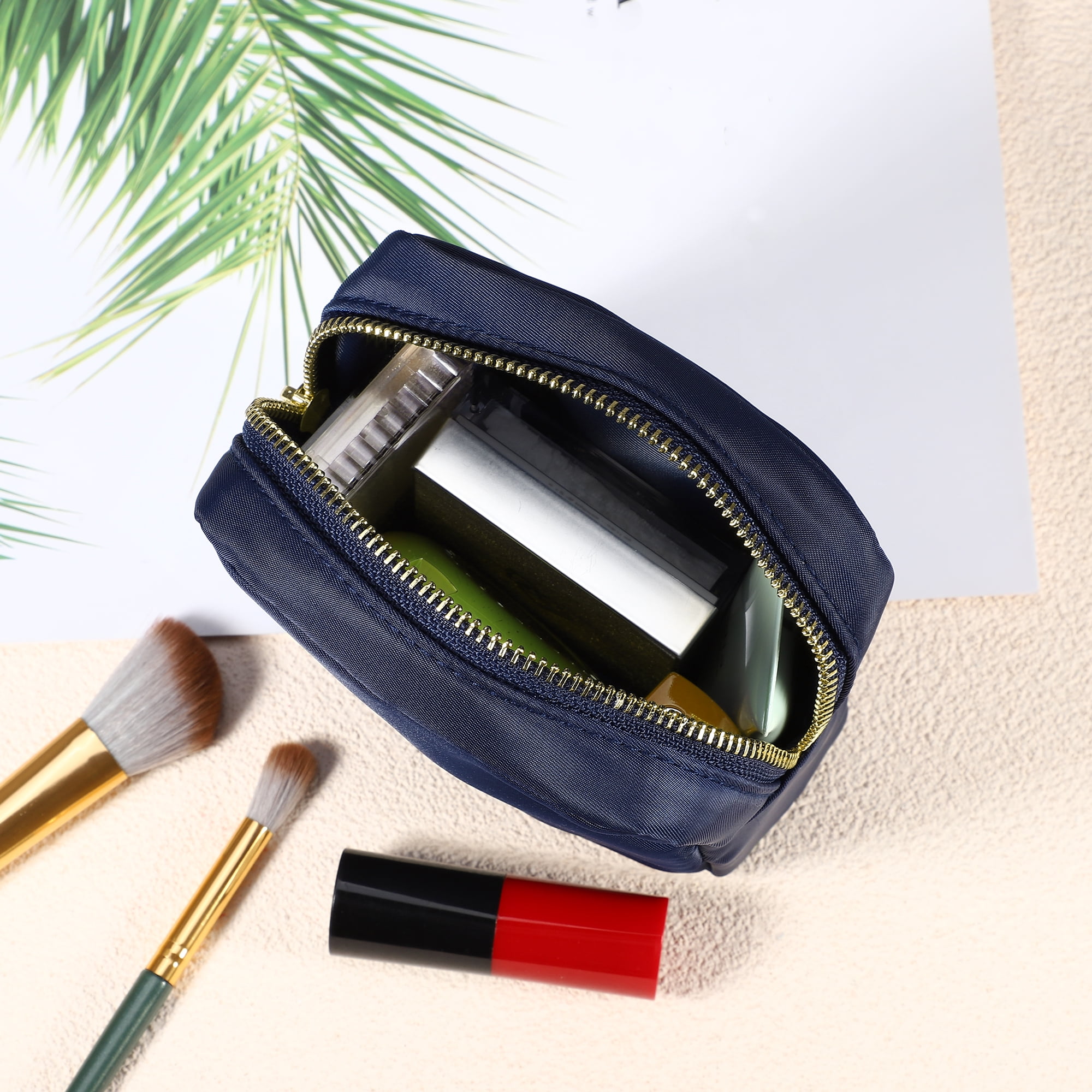 Unique Bargains Women Waterproof Makeup Bag for Business Travel Vacation Gym Dark Blue
