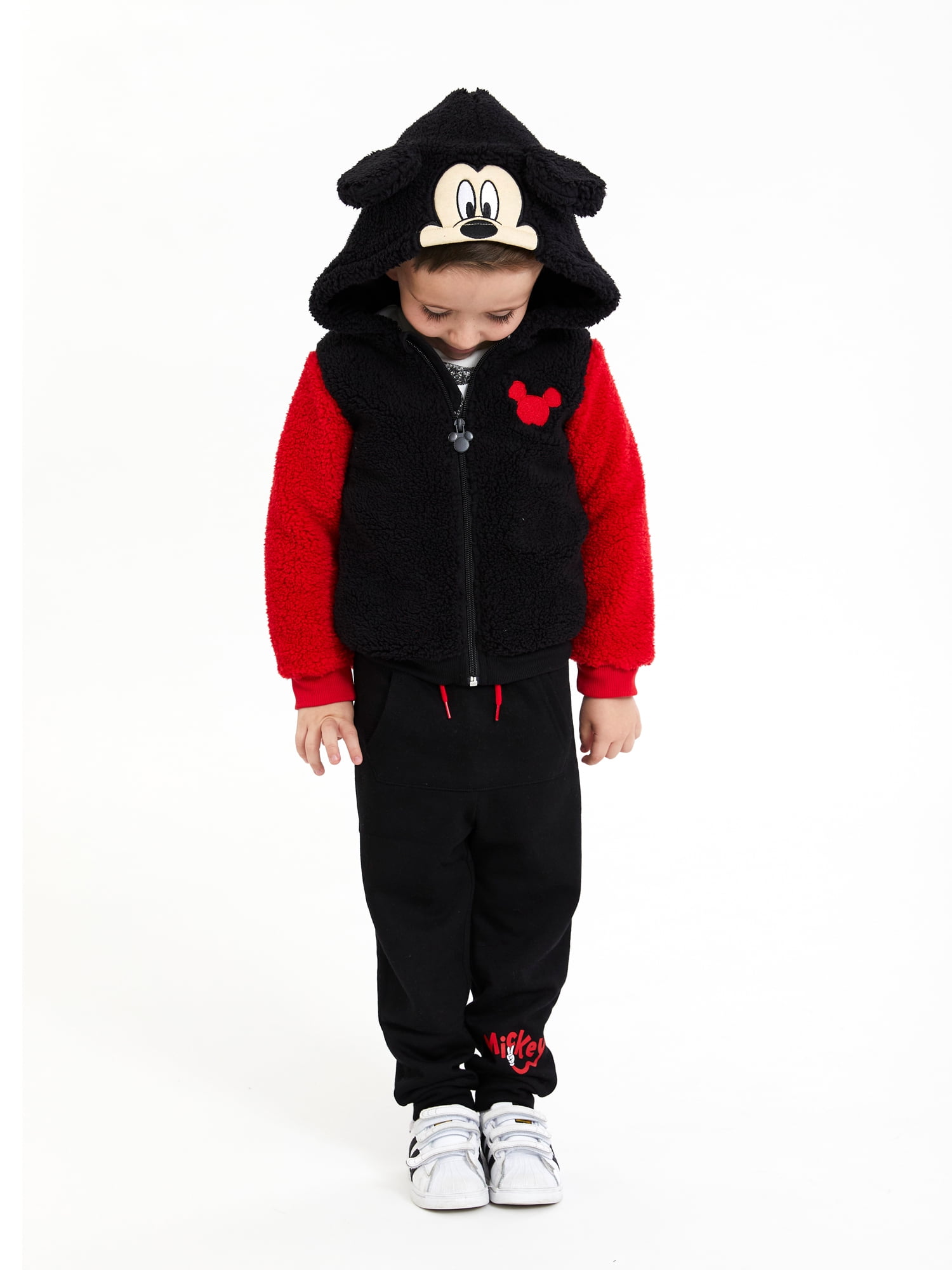 Mickey Mouse Toddler Cosplay Faux Sherpa Hoodie, 12M-5T