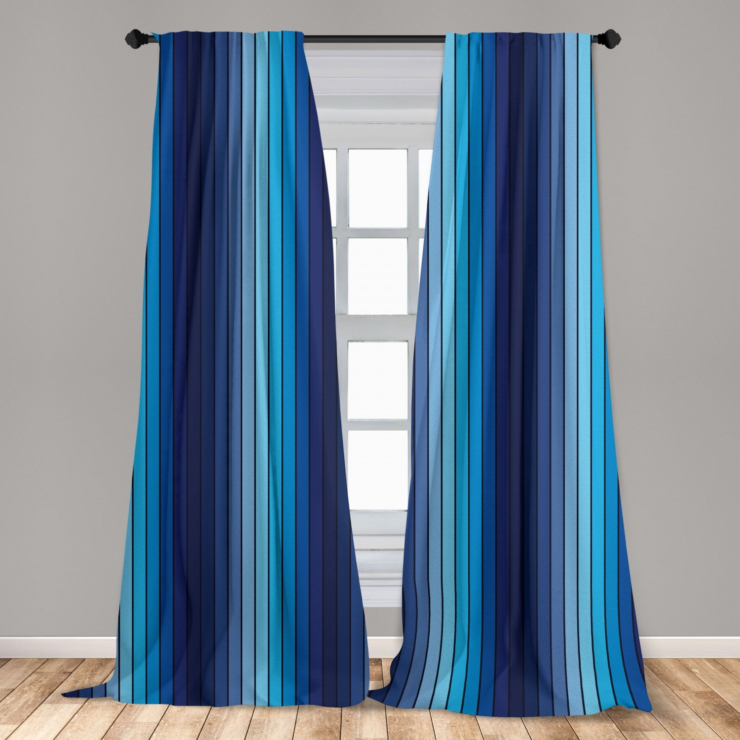 Printed Microfiber Fabric 2 Panel Curtain Set with 3 Different Sizes by 