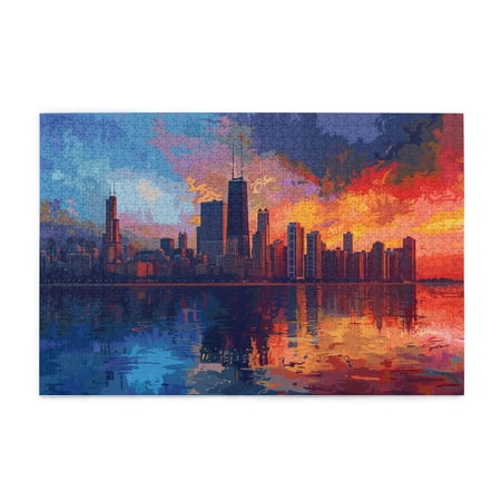 1000 PCS 1000 Piece Wooden Puzzle Twilight Modern City Enchanting Twilight City Funny Puzzles 1000 Piece Jigsaw Puzzle For Adults Challenging Puzzle Perfect For Game Nights Gift For Puzzle Enthusiast
