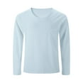 thumbnail image 4 of GuangCheng Mens T-Shirts,Skinny,Solid Color,Long Sleeve Tops,with Chest Pocket,Regular Fit,Soft,Crewneck Pullover Tees,Light Blue,Size 2XL, 4 of 6