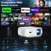 AUOSHI Mini Projector with WiFi and Bluetooth, Native 1080P Portable Projector 4K Supported, 15000 Lumens Movie Projector with Speaker, 50% Zoom, Keystone, Outdoor Projector for Home Theater, Camping